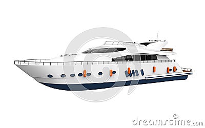 White Pleasure Yacht Isolated on White Background Stock Photo