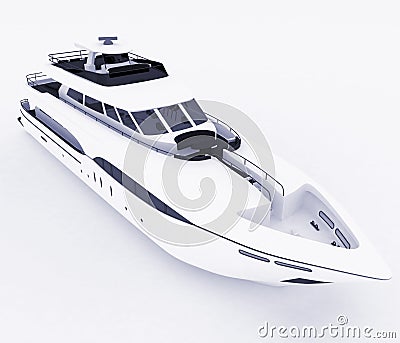 White pleasure yacht on a white Stock Photo