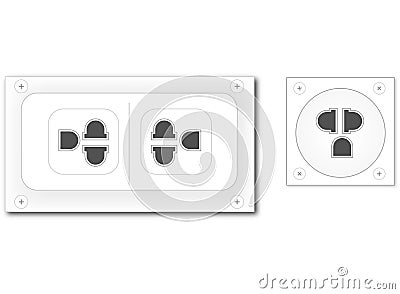 White plug on white wall vector Vector Illustration