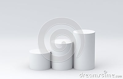 White podium step on white background for display. 3D rendering. Stock Photo