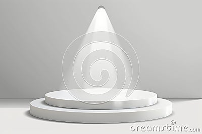 White Podium With Three Spotlights Stock Photo