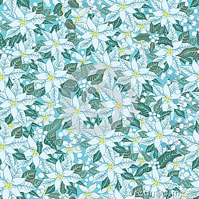 White poinsettia.Christmas seamless pattern, Vector Illustration