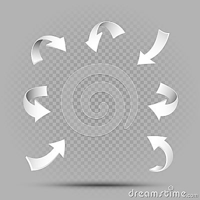 White pointing arrows set Vector Illustration