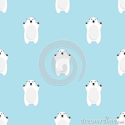 White Polar bear cartoon character Seamless pattern. Vector Illustration