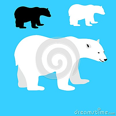 White polar bear silhouette set Vector Illustration