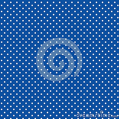 White Polka dots, Blue Background, Seamless Background Vector Illustration