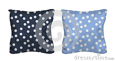 White and polka dots square pillow. Vector mock up Vector Illustration