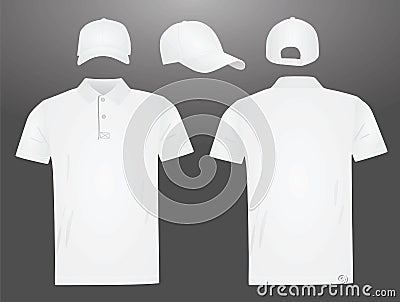 White polo t shirt and baseball cap Vector Illustration