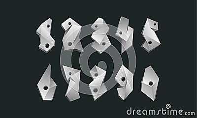 White polygonal numbers set. Abstract low poly numbers font on a black background. Vector Illustration