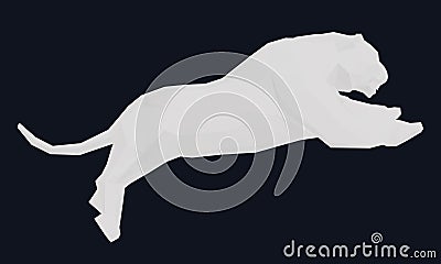 White polygonal tiger in a jump. Vector illustration Vector Illustration