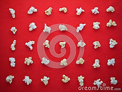 White popcorn pattern on the red cloth Stock Photo