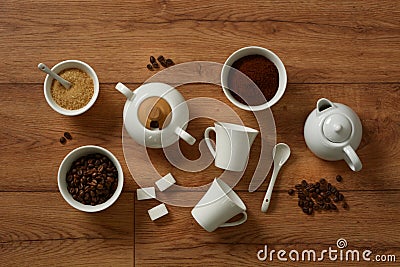 White porcelain coffee set - italian product Stock Photo