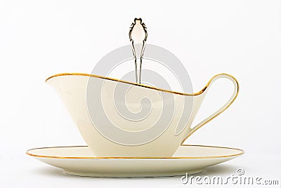 White porcelain sauce boat Stock Photo