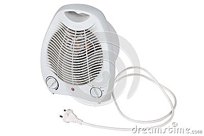 White portable electric heater isolated on white background. Stock Photo