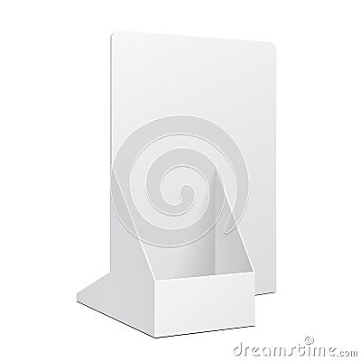 White POS POI Cardboard Blank Empty Show Box Holder For Advertising Fliers, Leaflets Or Products On White Vector Illustration