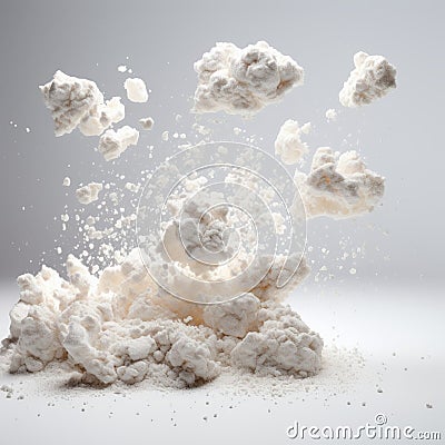 Crumbly White Powder Explosion: A Thought-provoking 3d Render Stock Photo