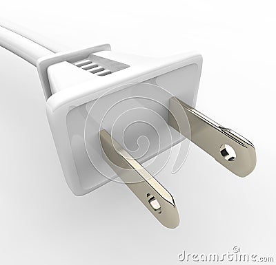 White Power Cord and Plug Stock Photo