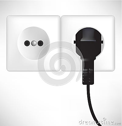 White power outlet and socket Vector Illustration