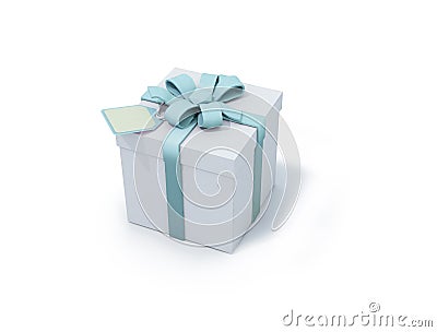 White present box with light blue ribbon Stock Photo