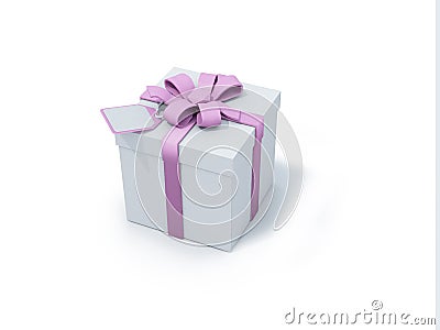 White present box with pink ribbon Stock Photo