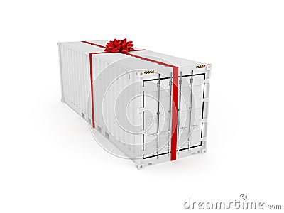 White present container with red bow Stock Photo