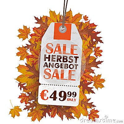 White Price Sticker Herbst Angebot Vector Illustration