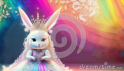 A white princess bunny in royal bedroom Stock Photo