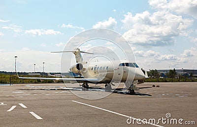 White private jets on the platform Stock Photo