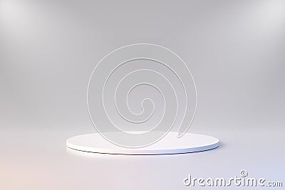 White product background stand or podium pedestal on advertising display with blank backdrops. 3D rendering Stock Photo