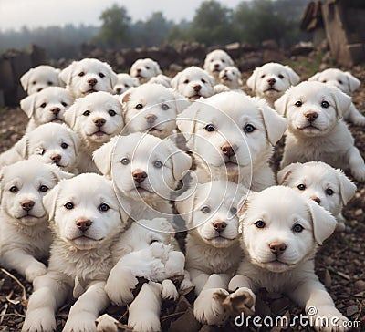 White puppies selfie Beautiful HD concept High Resolution Stock Photo