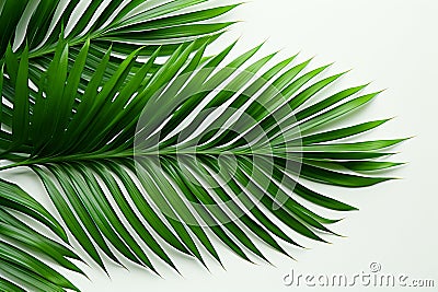 White purity meets vibrant green Palm tree leaves in isolation Stock Photo