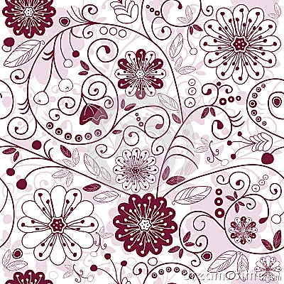White-purple seamless floral pattern Vector Illustration