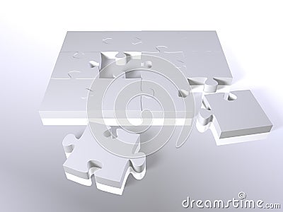 White puzzle pieces with copyspace Stock Photo