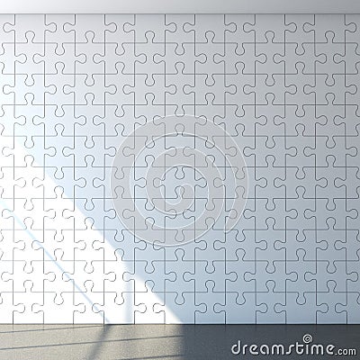 White puzzle wall Stock Photo