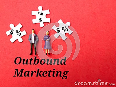 white puzzle with the word Outbound Marketing. Stock Photo