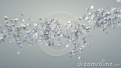 White pyramids are flying spirally 3D rendering Stock Photo