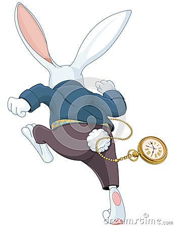 White Rabbit Running Away Vector Illustration