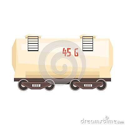 White railroad tank wagon. Colorful cartoon illustration Vector Illustration