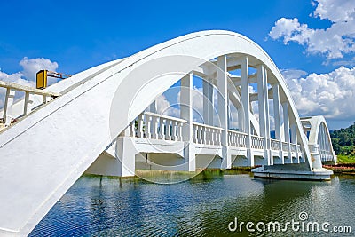 White Railway Bridge Stock Photo