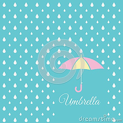 White raindrop and sweet umbrella on blue sky background Vector Illustration