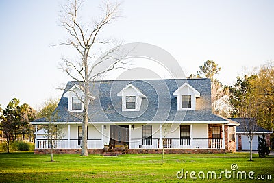 White Ranch Style American Home Stock Photo