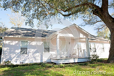 White Ranch Style Home Stock Photo