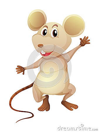 White rat with happy face Vector Illustration