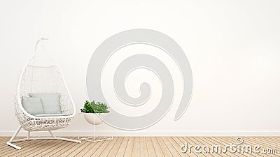 White rattan cradle and plant in relax room - 3D Rendering Stock Photo