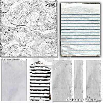 White Real Paper Items Set Stock Photo