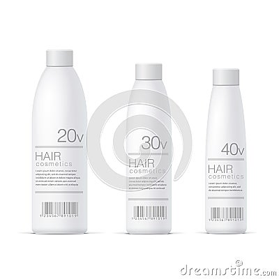 White Realistic Cosmetics bottle set Vector Illustration