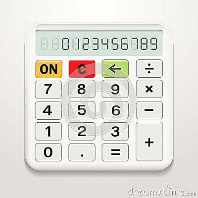 White realistic electronic calculator Stock Photo