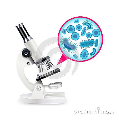 White Realistic Microscope Vector Illustration