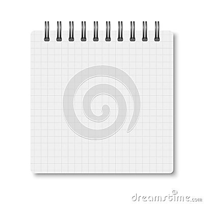 White realistic a6 notebook opened with soft shadows Vector Illustration