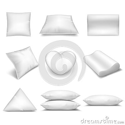 White realistic pillows set Stock Photo